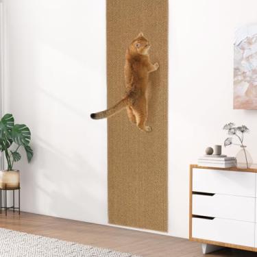 Imagem de Uross Tapete espesso para escalada de parede para gatos 6,6 pés x 40,6 cm - Almofada de parede extralonga para arranhar gatos, tapete para arranhar na parede, protetor de sofá - marrom