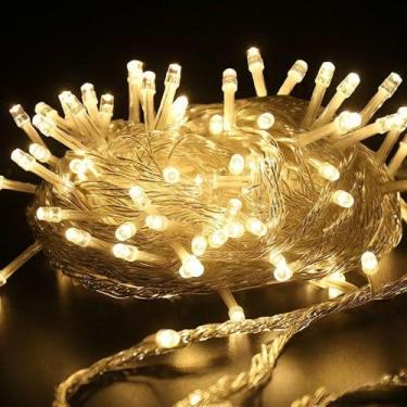 Imagem de Pisca Pisca Led decoração de natal Festas 220V 110V com 100 Leds 10 metros Colorido árvore de natal (Branco Quente (110V),KIT 2 PÇS)