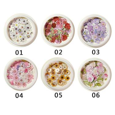Imagem de 2 caixas de arte de unhas coloridas mistas pequenas margaridas rosa remendo de polpa de madeira ultrafino DIY arte de unhas joias decoração de arte de unhas (05 e 05)