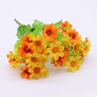 Imagem de Galhos de Flores Artificiais 35cm com 24 Flores | Arranjo Decorativo para Casamento e Eventos(laranja,KIT COM 1 UNIDADE)