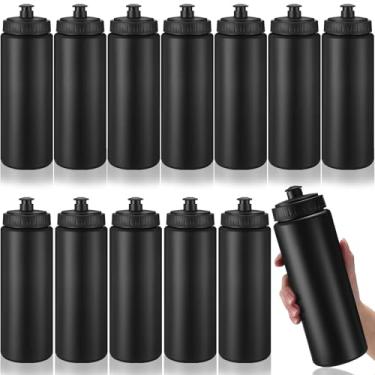 Imagem de LemonRoad Pacote com 12 garrafas de água de apertar reutilizáveis de 590 ml, garrafa de água esportiva de plástico com tampa de puxar, ciclismo, academia, esportes, pode ser lavada na lava-louças