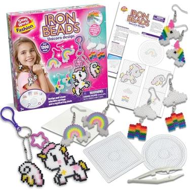 Imagem de Small World Toys Kit de contas de ferro para crianças, mais de 1200 peças, kit de contas coloridas para artesanato infantil, brincos e porta-chaves, artes e artesanato infantil, presentes para meninas