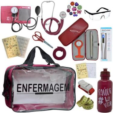 Imagem de Kit Enfermagem Top Cores Premium Completo Estagio Estetoscopio Aparelh
