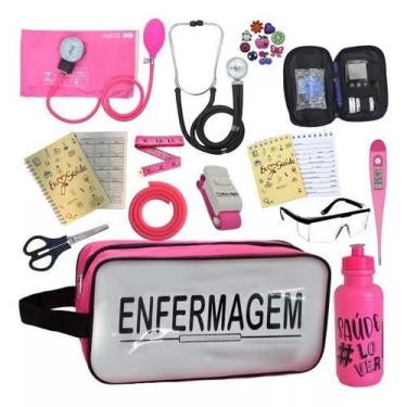 Imagem de Kit Enfermagem Aparelho Pressao Esteto Medidor Glicose Transparente En