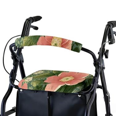Imagem de Conjunto de capa de assento e encosto de rollator – Acessórios removíveis e laváveis para idosos – Acessório de andador elegante para idosos – Padrões ajustáveis