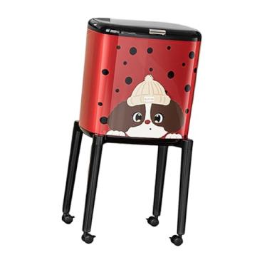 Imagem de Bothyi Lixeira com Rodas, Lixeira Estreita, Cesto de Lixo para Banheiro, Berçário, Cachorrinho Vermelho