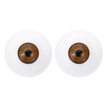 Imagem de Olhos de boneca de 30 mm, 1 par de olhos de acrílico realistas de plástico para bonecas, máscaras, adereços de Halloween, artesanato, vermelho, marrom