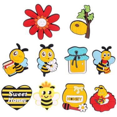 Imagem de 10pçs Ímãs Geladeira Abelha para Crianças, Ímãs Geladeira Criativos e Fofos para Educação Infantil Sala de Aula Cozinha Escritório Decoração de Quadro Branco