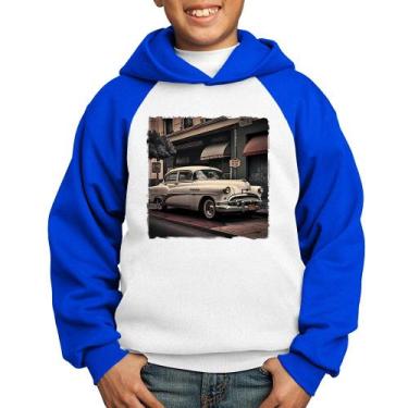 Imagem de Moletom Infantil Carro retrô branco - Foca na Moda, Branco, Azul, 14