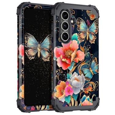 Imagem de Casetego Capa para Galaxy S25 FE, proteção resistente à prova de choque de três camadas de policarbonato rígido + TPU macio para meninas para Samsung Galaxy S25 FE de 6,7 polegadas, preto/dourado