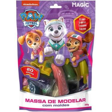 Imagem de Massa de Modelar 12 Cores + 6 Moldes 300g Patrulha Canina Roxo