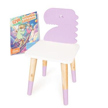 Imagem de Kit Educativo Cadeira Infantil de Madeira Dinossauro - Eita, Lilás