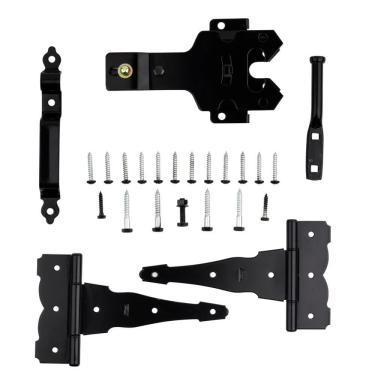 Imagem de Kit decorativo de porta com dobradiça em T National Hardware Black