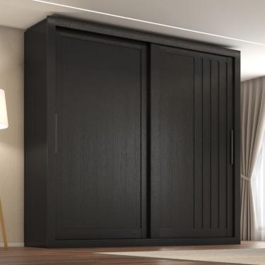 Imagem de Guarda Roupa De Casal Trianon 2 Portas De Correr Preto Preto