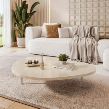 Imagem de Mesa de Centro Orgânica Tampo Oval - Essencial Detalhe, Off White
