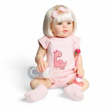 Imagem de Boneca Bebê Reborn Abigail Sorrindo Loira 48cm Realista - Mundo kids