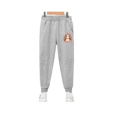 Imagem de Calças De Moletom De Algodão Com Cintura Elástica Para Meninas, Estamp