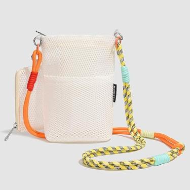 Imagem de Bolsa transversal de crochê, bolsa de praia boêmia com bolsa destacável, bolsa de tecido de verão para mulheres, Branco, Medium, Mochila casual