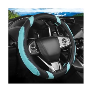 Imagem de FALVFUN Capa de volante de carro, protetor de volante antiderrapante de couro de 36,8 a 38 cm, acessórios de decoração de interiores automotivos respiráveis, universal para van caminhão RV (verde