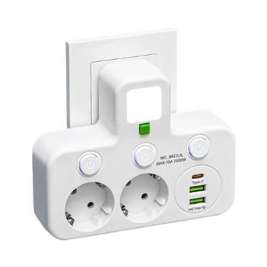 Imagem de Tomada ue 4 soquetes tomada elétrica sem cabo de extensão com portas u