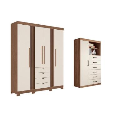 Imagem de Guarda Roupa +cômoda 2 Peças Qc290 Jatoba/areia - Santos Andirá