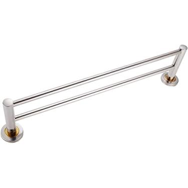 Imagem de 3FLQOOPP Toalheiro Suporte de toalha de banho barra de toalha de parede, suporte de barra de toalha, varão de toalha de banheiro duplo - aço inoxidável escovado acabamento prata 80 cm decoração de