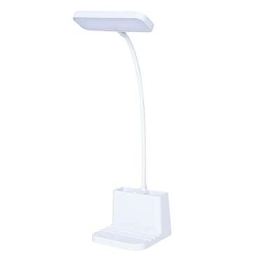 Imagem de Lâmpada de Mesa para Leitura com 3 Cores Temperatura Brilho Ajustável e Dimmable Design Suporte Celular Porta-Canetas Tubo Flexível Alimentada via USB Uso Diário em Casa