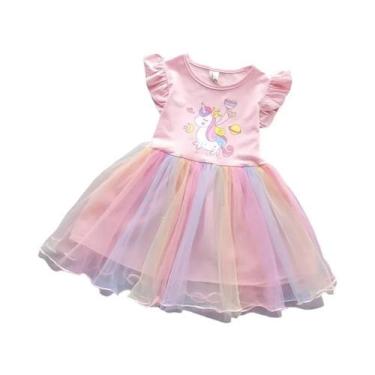 Imagem de Vestido De Princesa De Verão Para Meninas, Festa De Unicórnio, Manga F