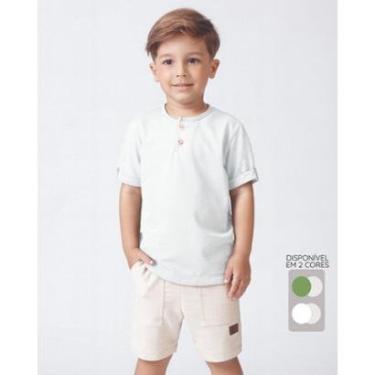 Imagem de Conjunto camiseta bermuda Aurora verão leve elegante estiloso - Marrom e Jans - Menino 4 a 14 anos-Masculino