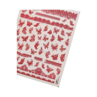 Imagem de Adesivos De Unha 5D Borboleta Vermelha Fênix Andorinha Decalques De Ma