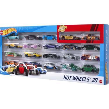 Imagem de Toy Cars Hot Wheels, pacote com 20 carros esportivos e de corrida em escala 1:64