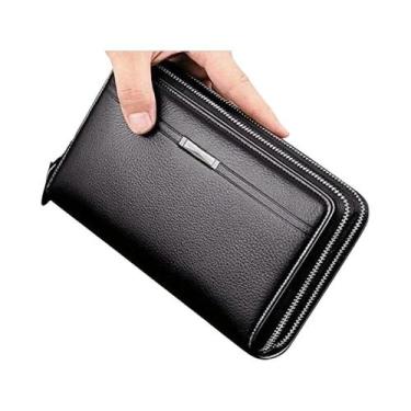 Imagem de Carteira Masculina De Couro Longa, Bolsa Grande Para Negócios, Porta-c