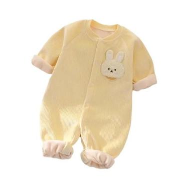 Imagem de Macacão De Fleece Dupla Face Para Bebês Meninos E Meninas, Manga Longa