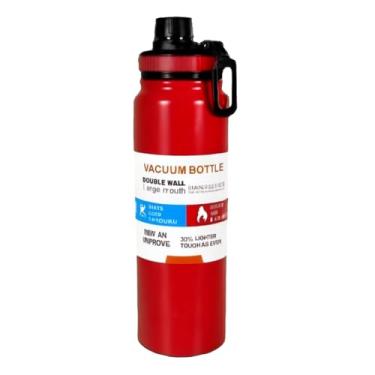 Imagem de Garrafa Térmica de Água em Aço Inoxidável 800ml Isolamento Térmico de Parede Dupla com Alça e Bico Esportivo, para Academia e Esportes (Vermelho)