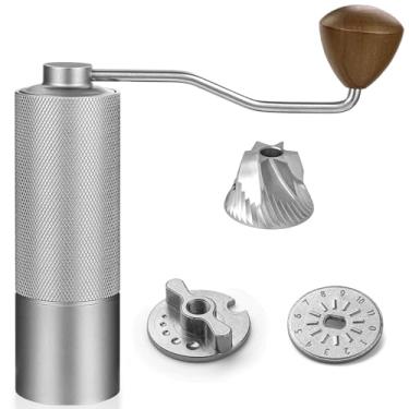 Imagem de Moedor de café manual com rebarba de aço inoxidável, moedor de café portátil para expresso, viagens, acampamento e escritório (prata)