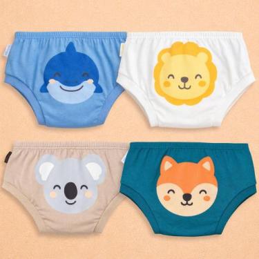 Imagem de Kit 4 Cuecas Tapa Fralda Desfralde 100% Algodão Estampas Divertidas Co