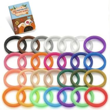 Imagem de JAREES Recargas de filamento de caneta 3D 22 cores, incluindo 6 refis de filamento de impressão 3D PLA que brilham no escuro, 4,6 m por cor, total 352 pés de 1,75 mm, funciona com canetas SCRIB3D