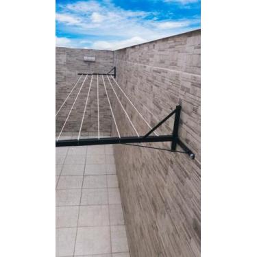 Imagem de Varal retrátil Muro ou Parede reforçado com 7 fios para até 5 metros -