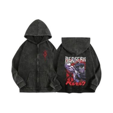 Imagem de Moletom Unissex Com Zíper E Capuz Estampado Anime Berserk Harajuku Gót