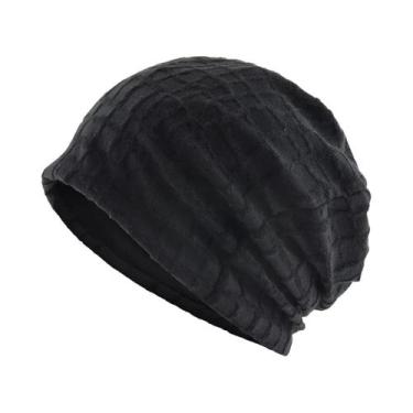 Imagem de Gorro Feminino De Malha Jacquard Xadrez Macio E Respirável, Estilo Slo
