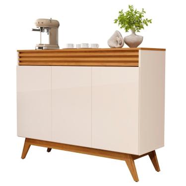 Imagem de Aparador Buffet Florence Com Pés De Madeira Maciça Off White/nature Off White/nature
