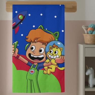 Imagem de Toalha de Banho Estampa Infantil Gato Galáxia Galático Macia Algodão S