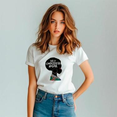 Imagem de Camisa Camiseta Feminina Consciência Negra Conscientização Mulher 100 
