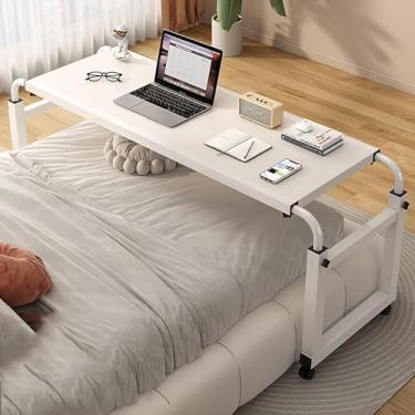 Imagem de Mesa de cabeceira de cama de casal com rodas - mesa de cabeceira móvel, conveniente e confortável de usar - mesa de cabeceira de altura ajustável, adequada para quarto, sala de estar, cozinha