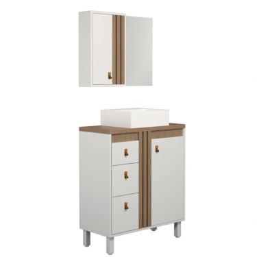 Imagem de Gabinete Para Banheiro Sofia 80cm Com Pé Branco