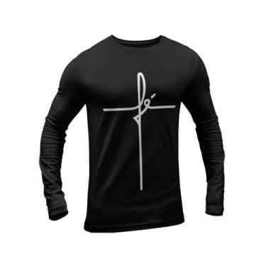 Imagem de Camiseta Fé Jesus Manga Longa Religiosa Evangélica - BLACKCHIC, Preto,