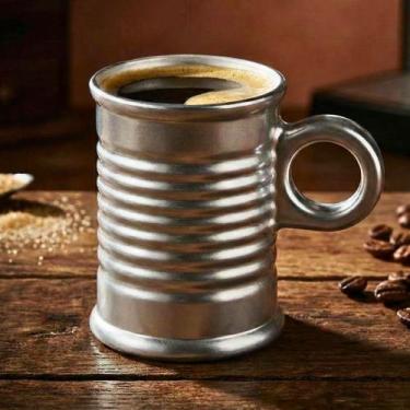 Imagem de Xícara de Café Luminarc Moi 90ml Mini Caneca Visual Prata Metalizado