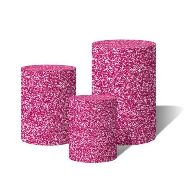 Imagem de Trio Capas Para Cilindro Versátil Glitter Rosa C/ Elástico - Fabrika d