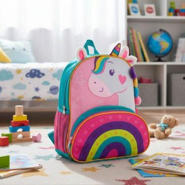 Imagem de Mochila Infantil Costas Escolar Alça Menino Menina Kids Vermelho Joani
