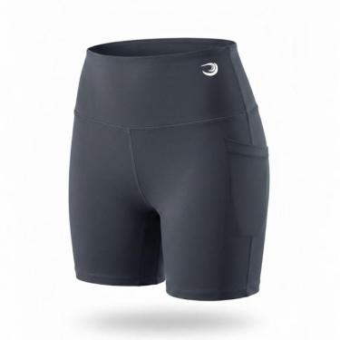 Imagem de Shorts com Bolsos Poliamida Yoga Corrida Academia Pilates Preto-Feminino